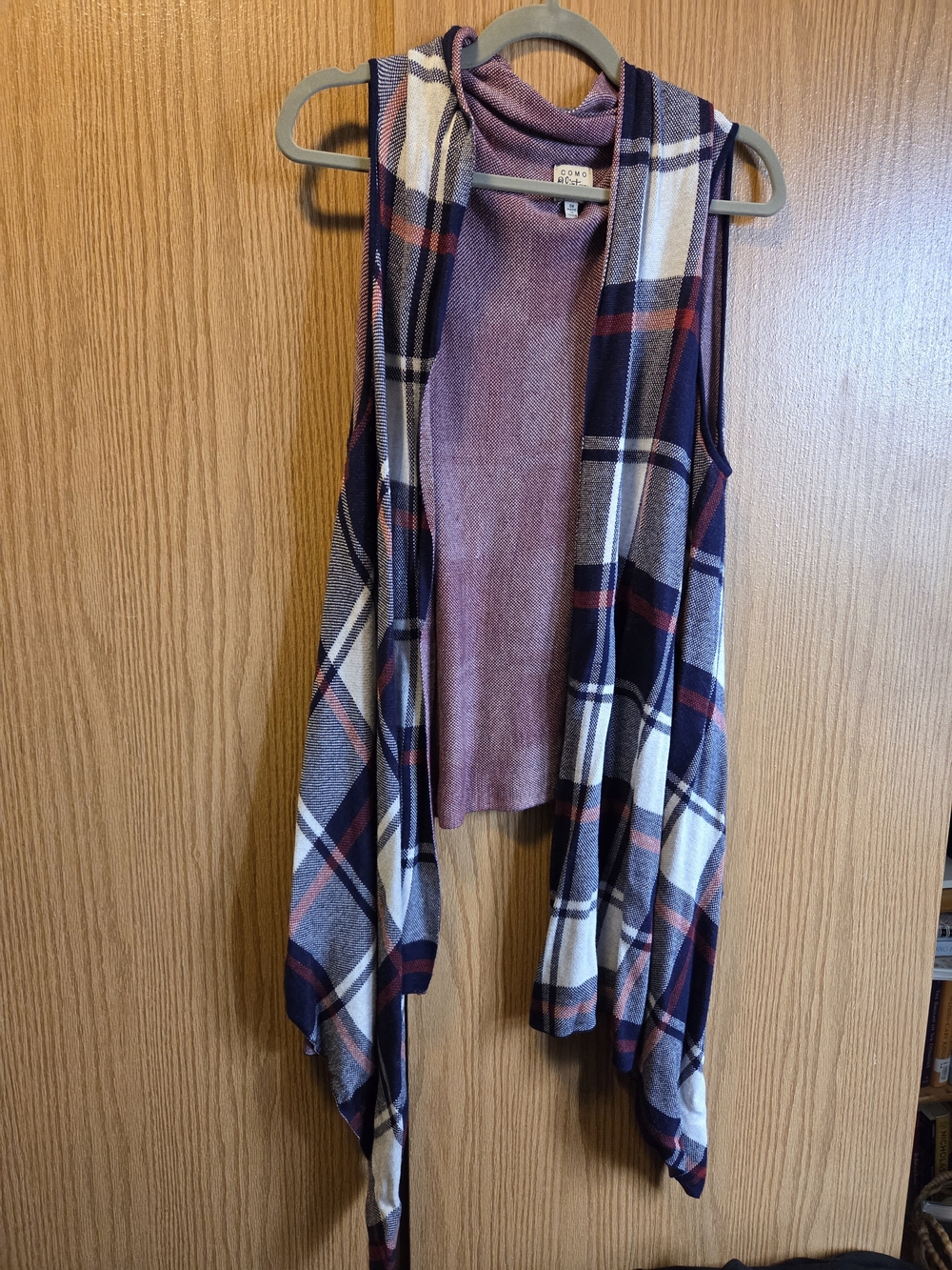 Plaid Drape Vest